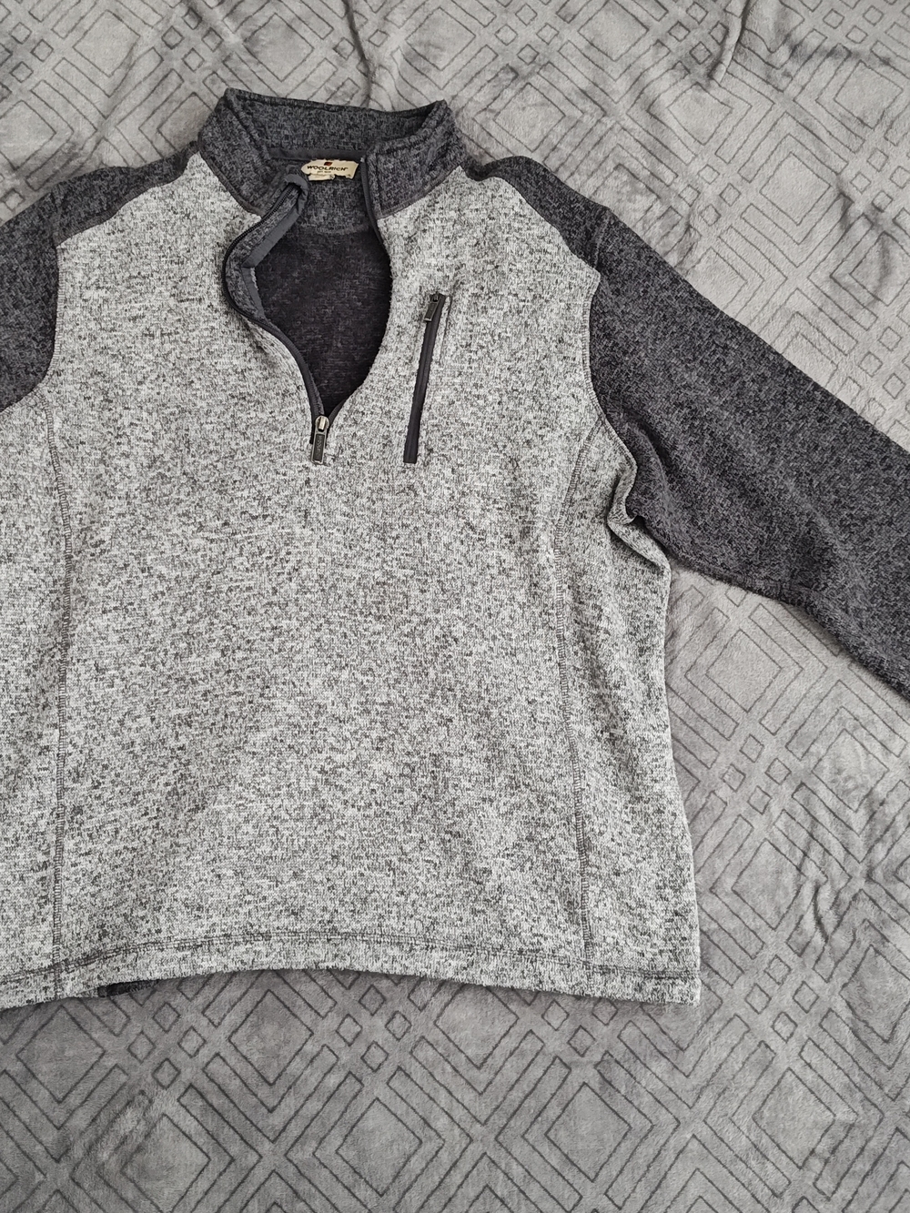 Woolrich Men’s Two-Tone Gray Quarter-Zip Pullover Size XL